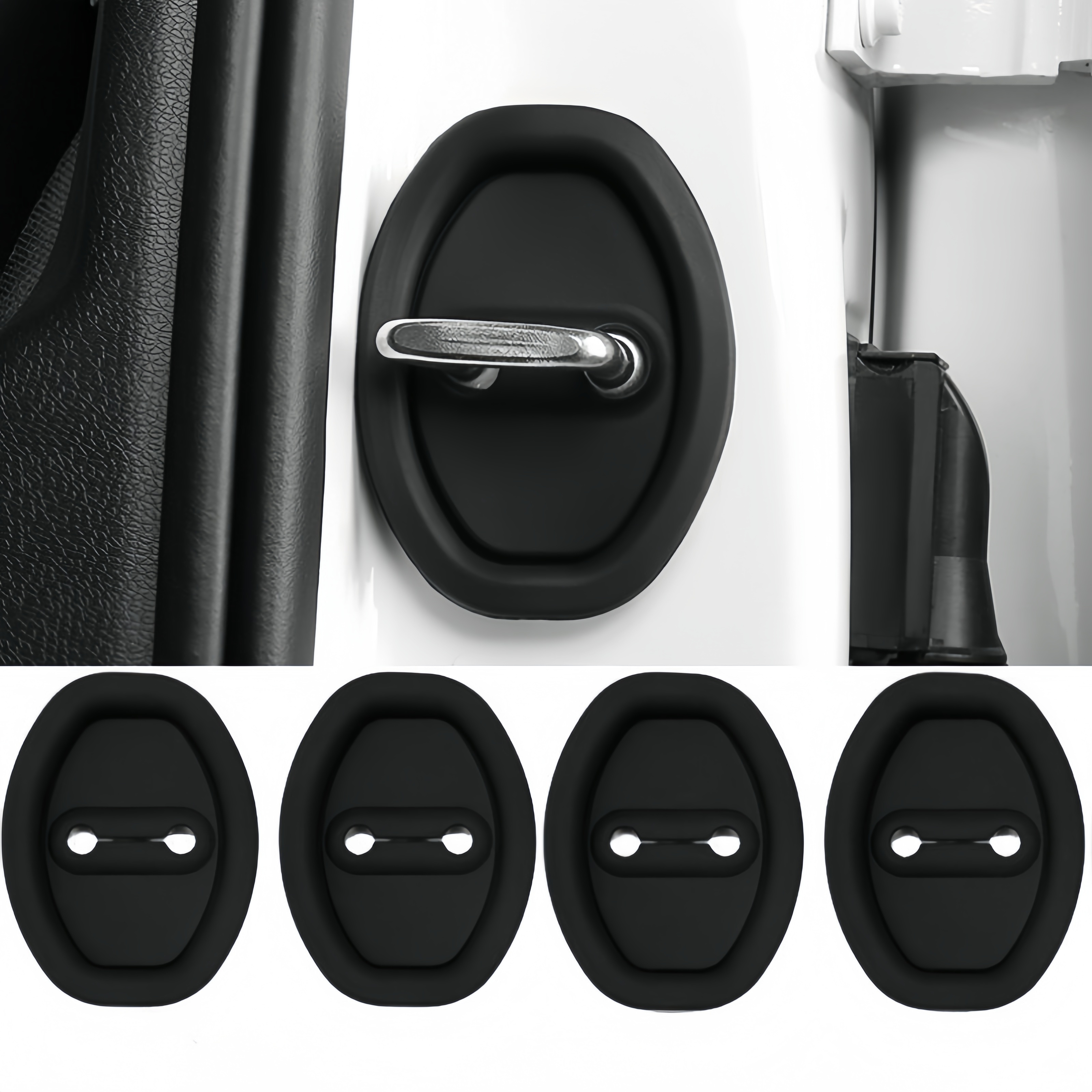 

4pcs Silicone Car Door Lock Buckle Cover Protector, Anti-rust Noise Reduction Interior Accessories For All Models Universal