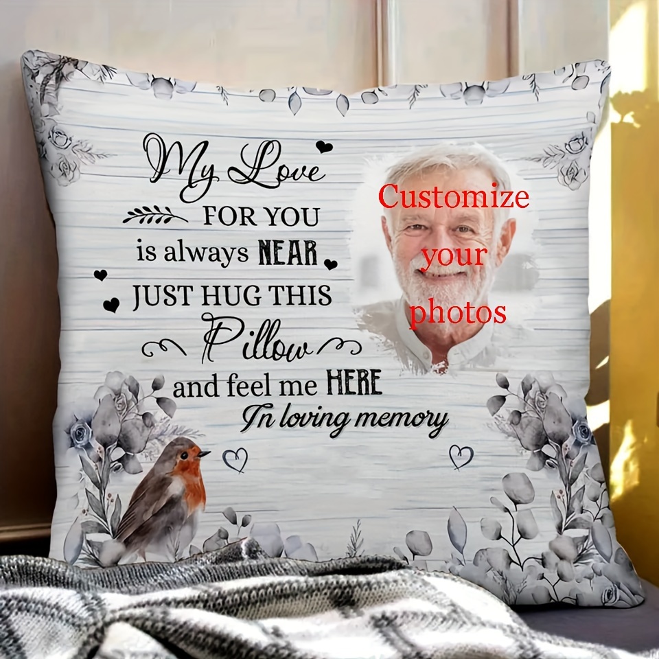 

Commemorative Custom Pillow: Personalized With Your Photos - 18"x18" - Contemporary Style - Machine Washable - Reversible - Zipper Closure - Suitable For Various Room Types - Polyester Cover