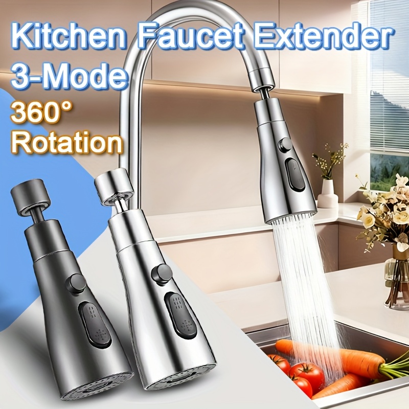 objektbild 3-Spray Köksförlängare - -Stänk Aerator med 360° Svängbart Huvud, Högtryckssprutare för Diskbänksrengöring, 3-Läges Bubbla/Skrubb/Jet Munstyckesadapter