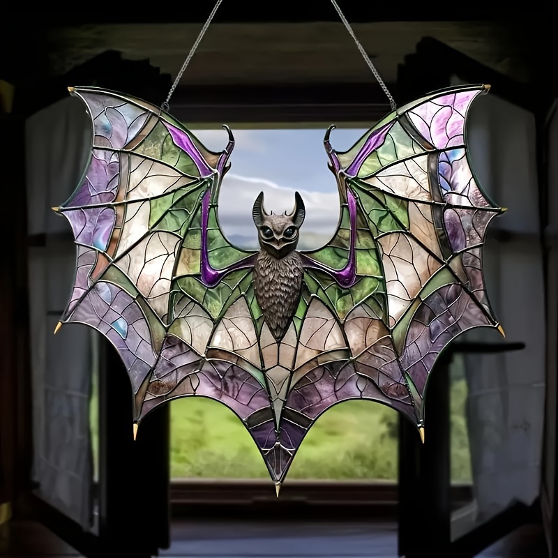 

1pc Bat , 8"x7.3" - Stained Hanging Decor, Multifunctional Halloween , , Housewarming , Wreath - , Solvent-, Featherless