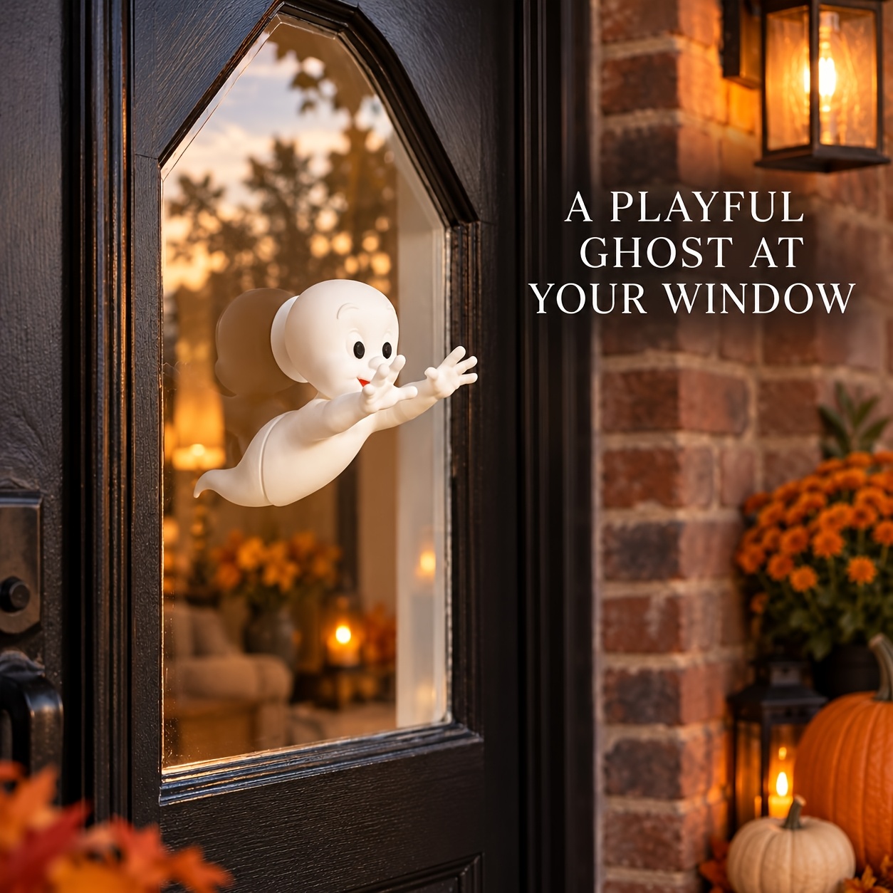 TEMU 1pc Ghost Passing Through Window Decoration, Ghost Window Ornament, 3d Flying Glass Halloween Decor, White Ghost Figure Suitable For Front Door,