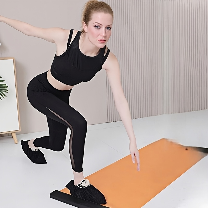 Home Ski Simulator Training Pad - Black Multifunctional Fitness Equipment for Balance, Full-Body & Leg Workouts, Speed Skaters & Gym Enthusiasts, Includes Protective Shoe Covers, Ideal for Home Gym & Core Strength Training, Slalom Skiing Design, Nonslip Surface, Balance Board, Balance Trainers