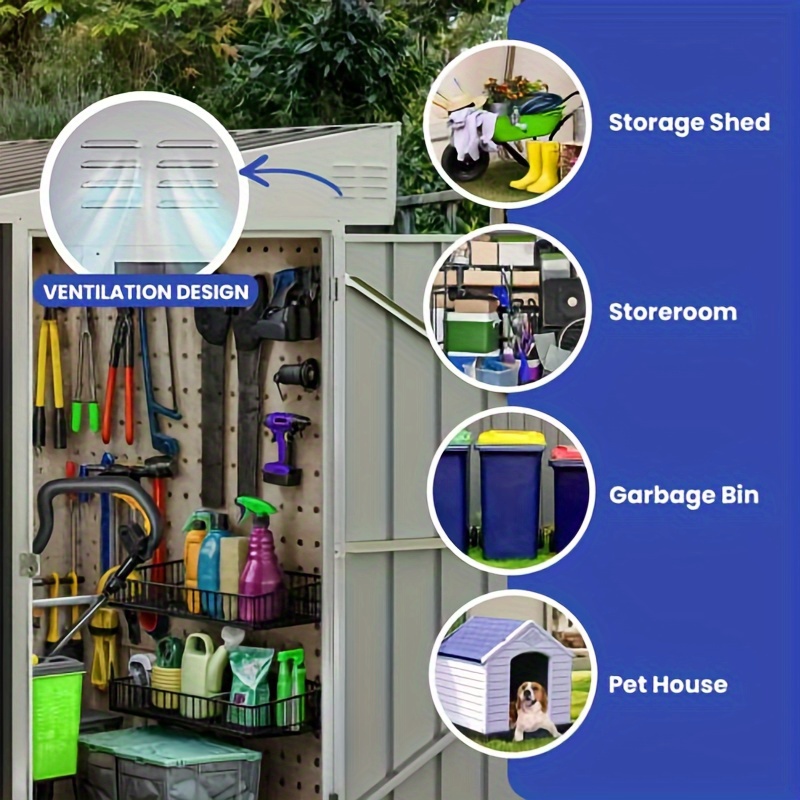 

Gardnfun Large Metal Outdoor Storage Shed, 8x4ft Heavy Duty Garden Shed With 3 Lockable Doors & Air Vent & Sloped Roof, Waterproof Storage Shed For Bike, Garbage Can, Lawnmower, Garden Tool, Dark Gray