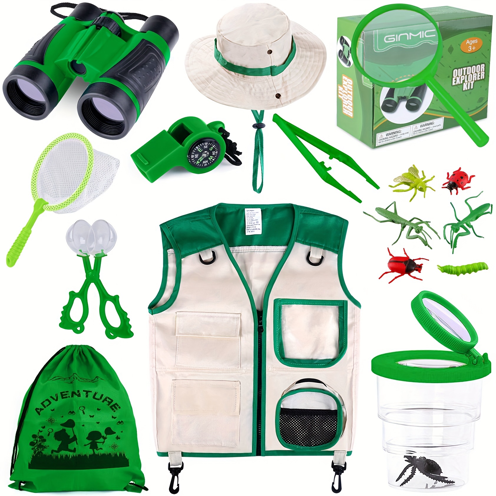 

Kids Explorer Kit & Bug Catching Kit, 11 Pcs Outdoor Exploration Kit For Kids Camping With Binoculars, Adventure, Hunting, Hiking, Educational Toy Gift For 3-12 Years Old Boys Girls