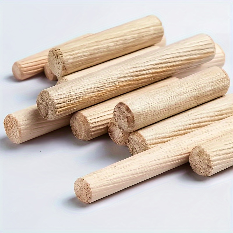 

400pcs Premium Hardwood Dowel Pins, 8mm X 40mm - Grooved Wooden Screws For Furniture & Cabinet