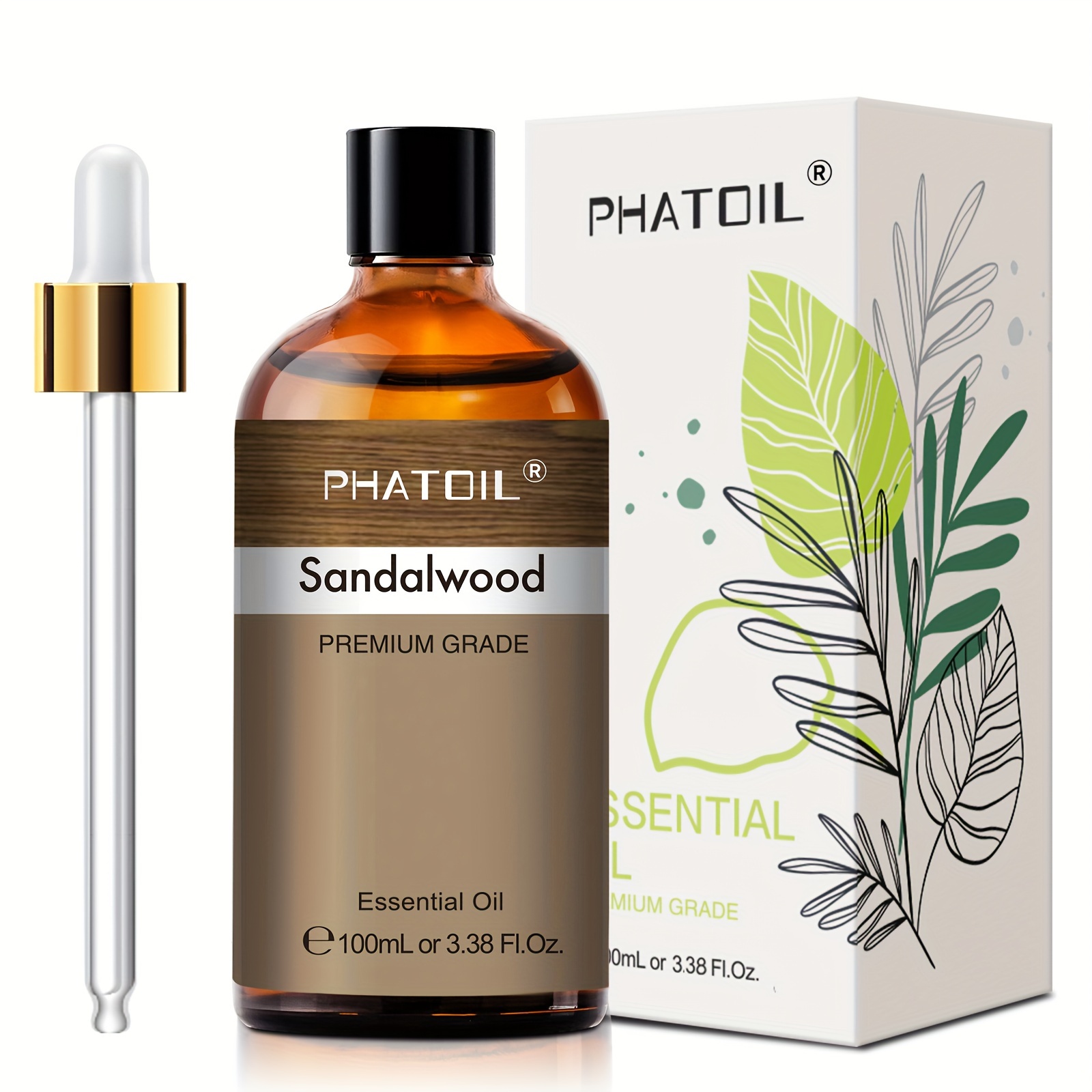 

Phatoil 1pc 100ml/3.38fl.oz Sandalwood Essential Oils For Diffusers Humidifiers Reed Diffuser