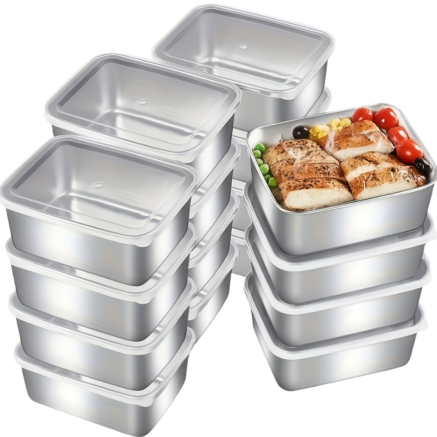32pcs stainless steel food storage container set 16 containers 16 flip lids leak proof and stackable suitable for outdoor     school lunches graduation travel and offices 0