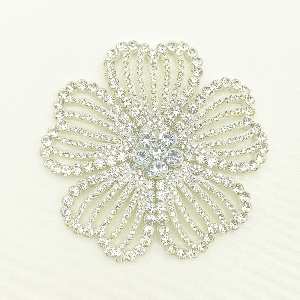 TEMU Confezione da un di fiori a petali cavi con strass cuciti a per accessori fai da te per scarpe, e borse