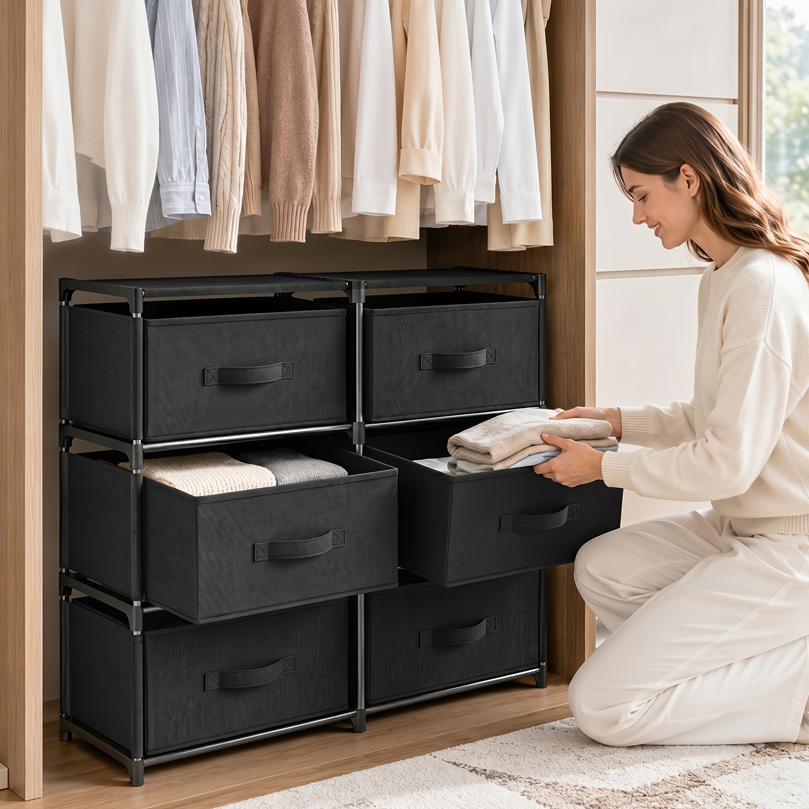 Multi-drawer Large Capacity Storage Chest Of Drawers, Storage Drawer Units With Heavy-duty , Removable Drawers & Easy-pull Handles, Storage Cabinet For Bedroom, Living Room & Entryway