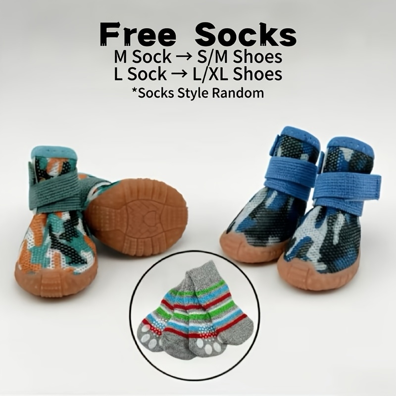 Four-Pack Dog Shoes for Outdoor Walking, Breathable Mesh