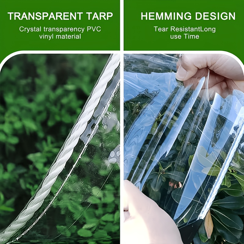 TEMU Garden Transparent Waterproof Cloth Thickened Pvc Material, Greenhouse Constant Temperature Autumn Winter Waterproof Transparent Cloth