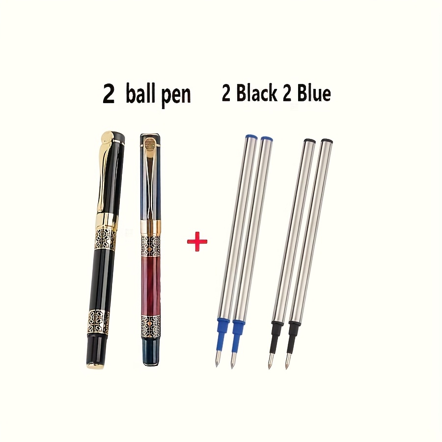 Image of 6pcs Luxury Ballpoint Pen (2 Pens + 4 Refills), Metal Ballpoint Pen, Elegant, Heavy Writing Feeling, Suitable For School, Office, Christmas, Father's Day, Mother's Day, Birthday, Gift.
