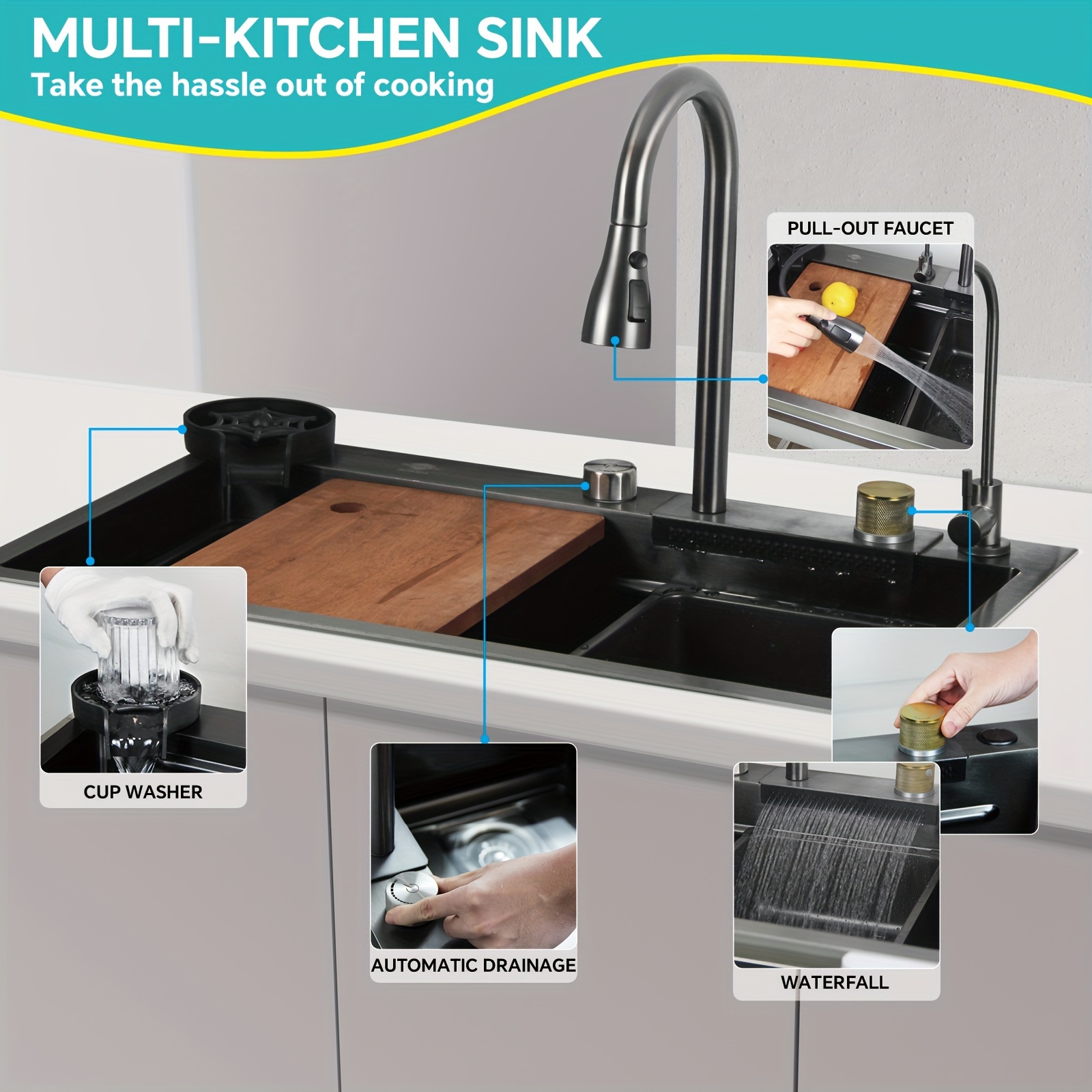 Upgrade Kitchen Sink Multi functional Swan Drain Basket! - Temu