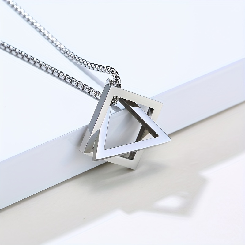 TEMU Colgante Geométrico de y Cuadrado con Cadena de Acero Inoxidable - Collar de Moda para Casual, Accesorio de Moda y Joyería para Fiestas