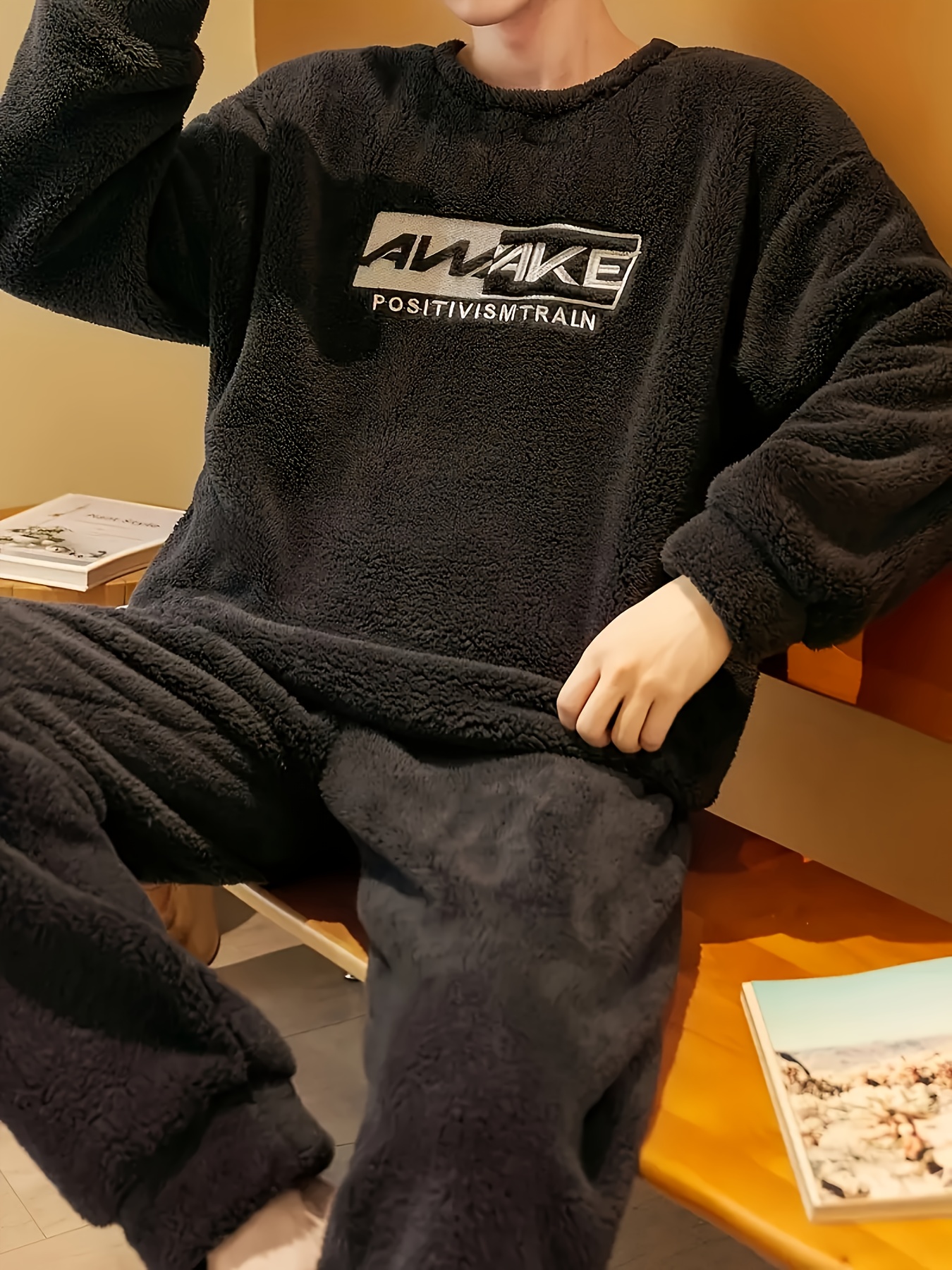 conjunto pijama forro polar hombre camiseta casual Temu Argentina