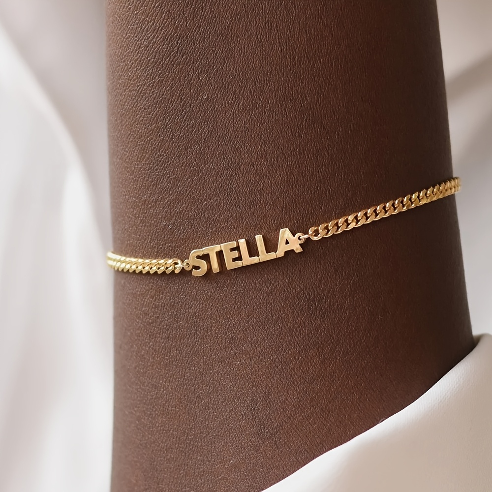 TEMU A Personalized Stainless Steel Name Bracelet With A Custom Whip Chain, Featuring A , Wear And An Ideal Valentine's Day Gift For Women