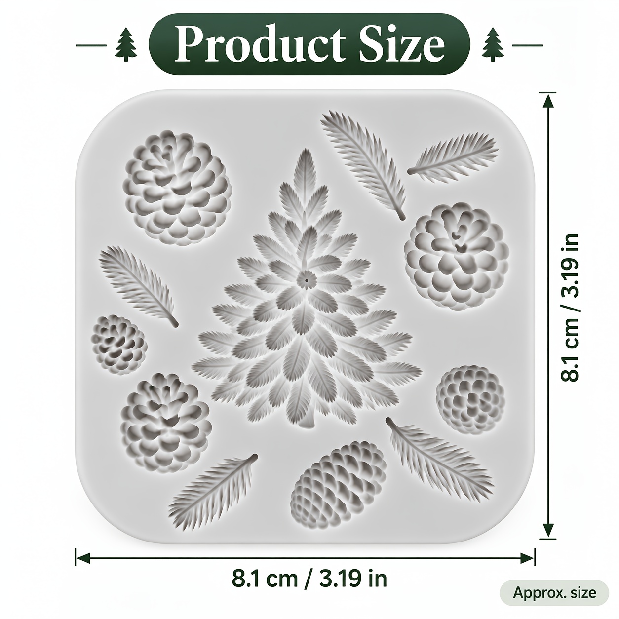 TEMU 1pc 1- Christmas Pine Tree & Pine Cone Mold - Silicone Suitable For Diy Candles, Soap, Resin Crafts, Pottery Clay, Plaster Molds With Detailed