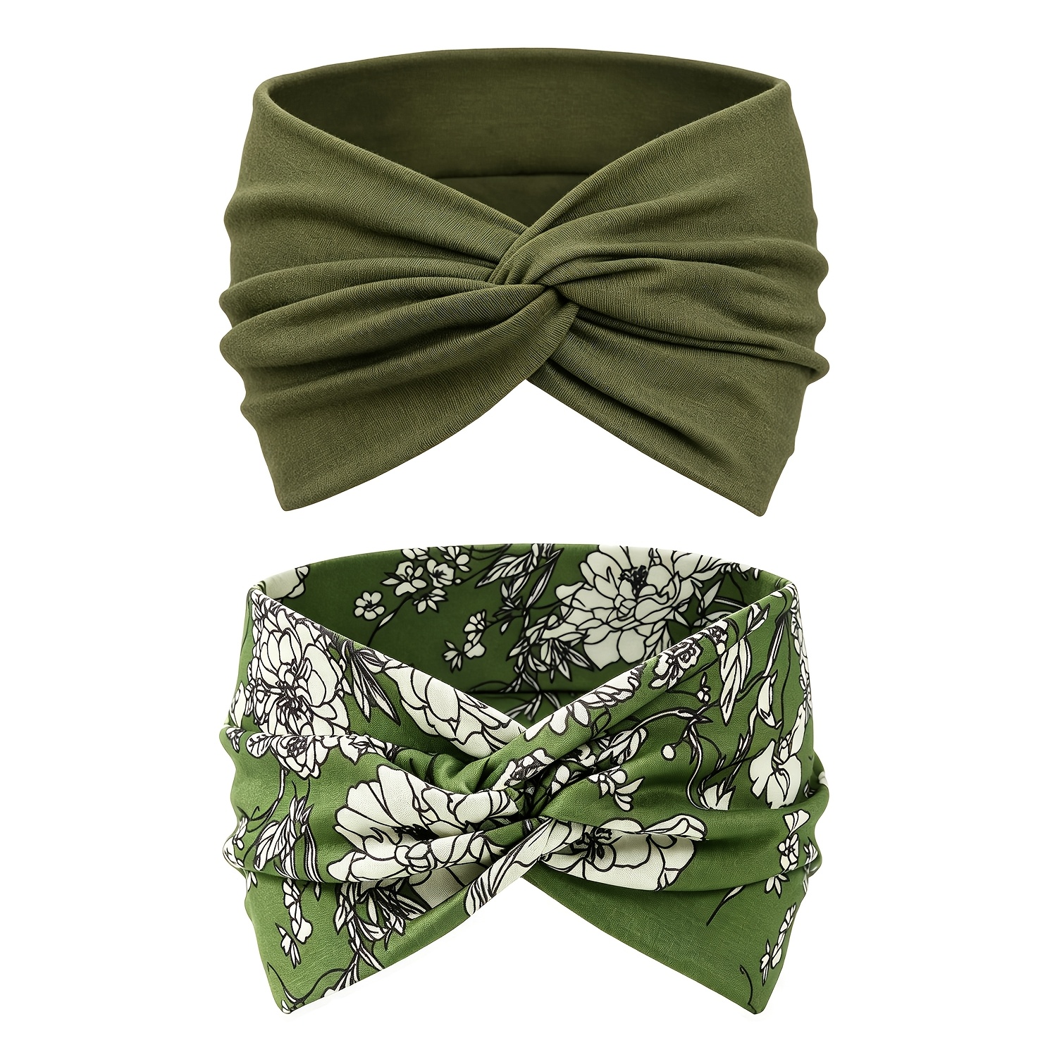 Image of 2pcs Boho Twist Knotted Wide Thick Headbands For Women, Soft Stretchy Sweat-wicking Hair Wraps, Elastic Non-slip Headbands For Daily Wear, Sports, Fitness, Yoga, Face Washing, Makeup, Hair Additions