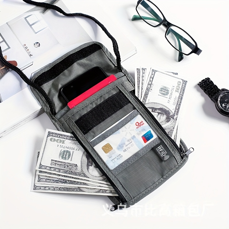 rfid blocking anti theft neck chest strap card and id holder pouch