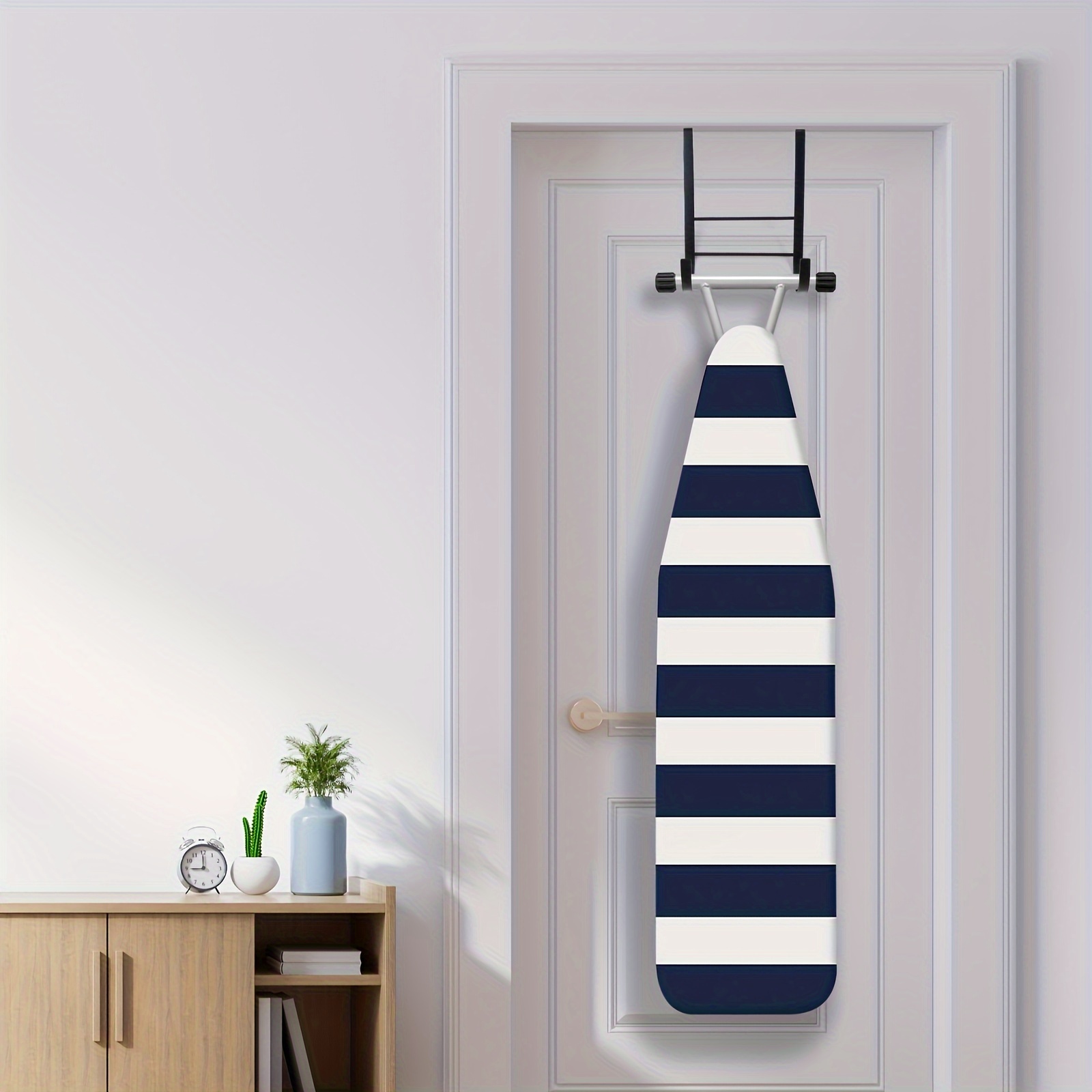 

1pc, Over The Door Ironing Board Holder - No-installation Storage Organizer For Laundry Room, Kitchen, Home, Wardrobe, Closet, & Bedroom/ Rubberized Hook Ends For No Damage