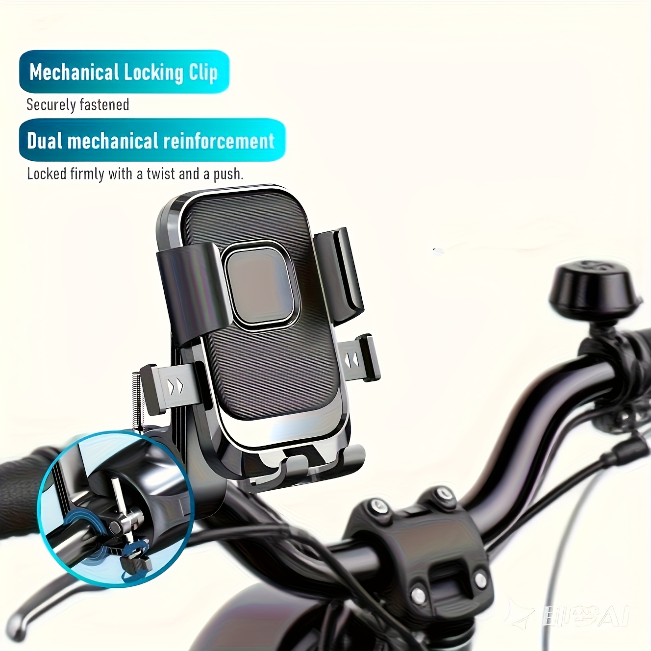 Motorcycle and Bicycle Handlebar Phone Mount with 1s Auto Lock and 10s Quick Install Compatible with iPhone and Samsung