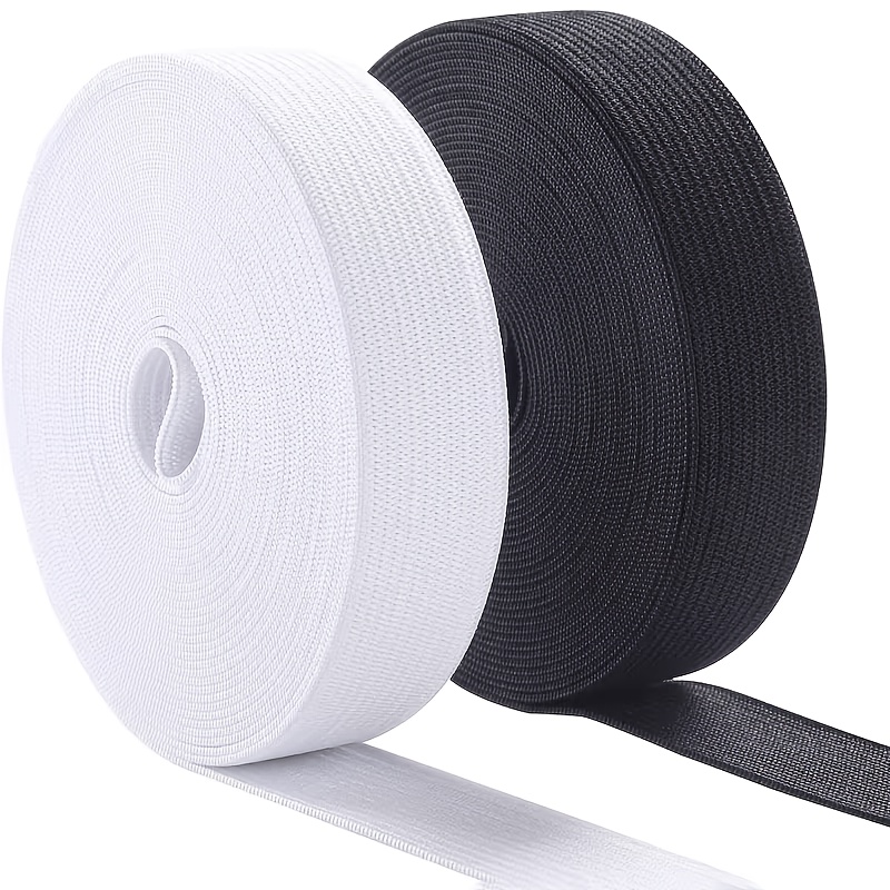 TEMU 2 Rolls Of Sewing Elastic Band, 1 In/ Cm, 3/4 In/1.98 Cm Wide, Thick And Elastic Knitted Fabric, Sewing Belts, 10 Meters (5 Meters In White, 5