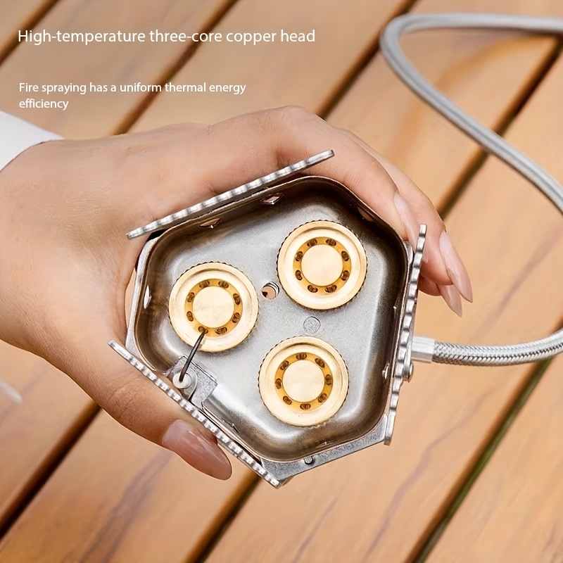 3500W / 6800W Windproof Camping Stove with Fuel Canister Adapter, Piezo Ignition, Durable Stainless Steel, Portable Foldable Grill for Outdoor Hiking and Picnics - Ideal for Thanksgiving, Independence Day, Christmas, Halloween, Camping Gear | Modern Camping Gear | Durable Construction, Camping Stove