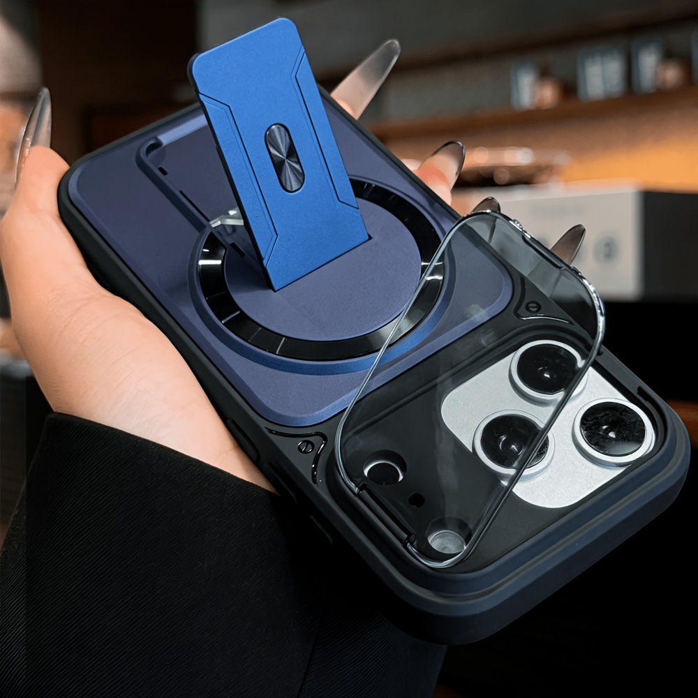TEMU Phone Case - Luxury Lens Frame Bracket Magnetic Phone Case Compatible With Iphone 17 Pro Max 17 16 15 14 13 Pro Max Wireless Charge Armor