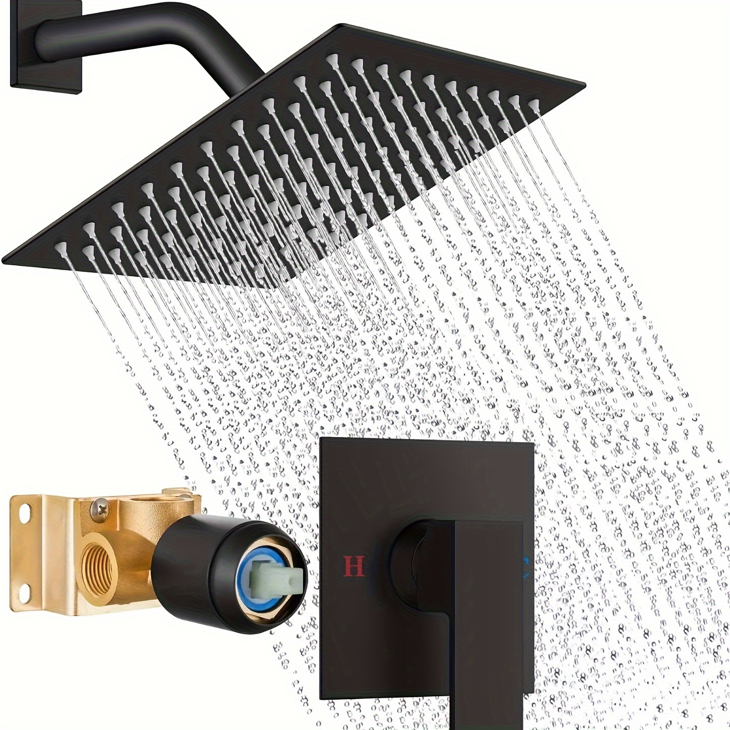 

Wall Mounted Shower Faucet Set Rainfall Shower Head Combo With Mixer Valve Kit