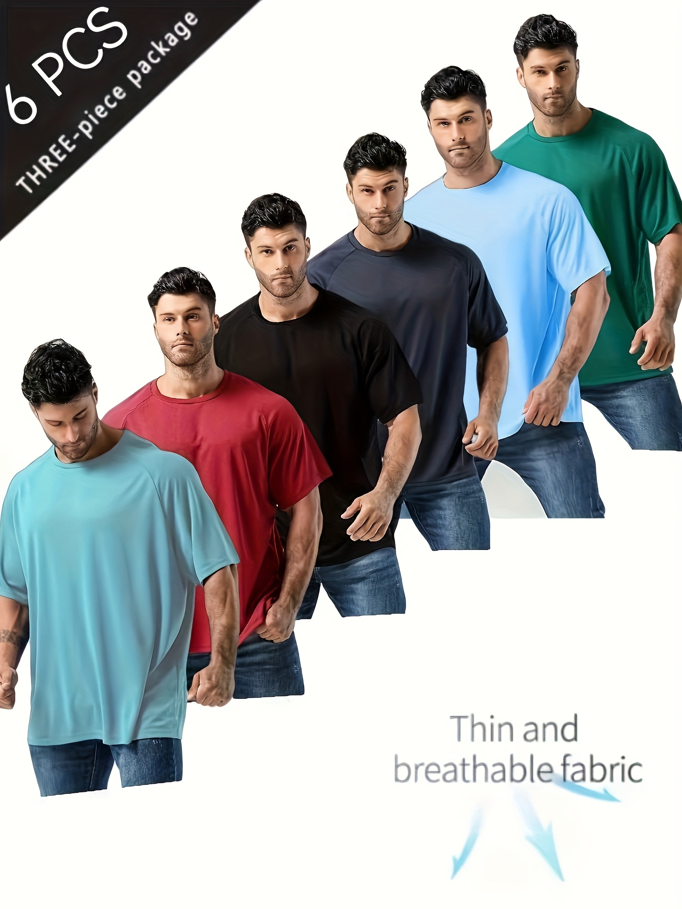 large size solid color t shirts men's casual comfortable Temu Poland