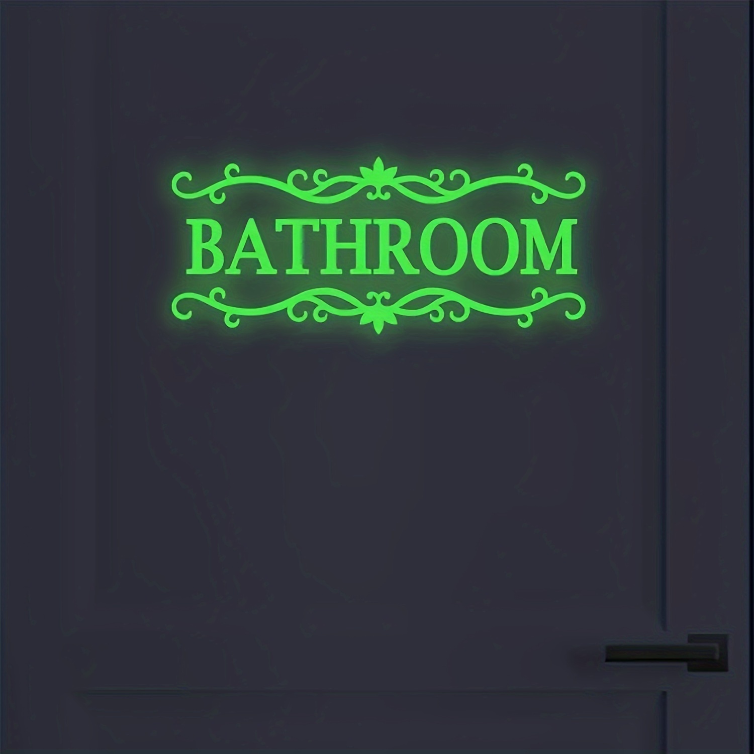 1pc Luminous Bathroom Letter Wall Door Sticker, Pet Luminous Glowing Material Wall Sticker, Decorating Bathroom Toilet Washbasin Sticker
