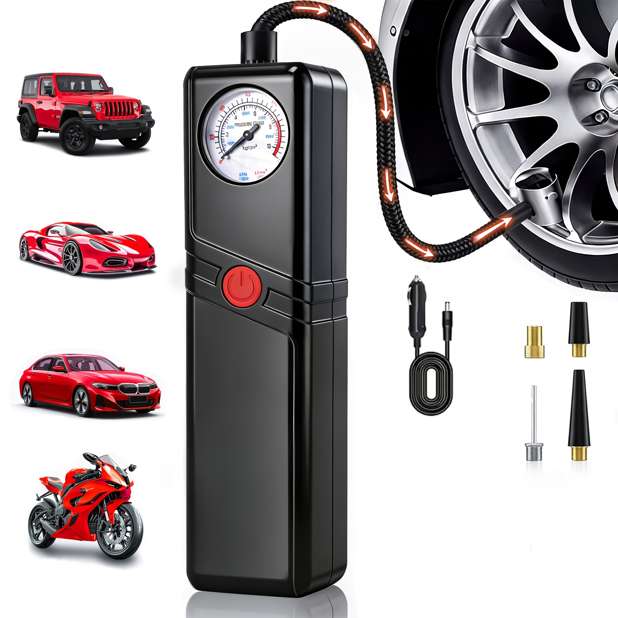 12000aportable Wireless Car Air Compressor Inflator Hand Pump With Led Lighting, Suitable For Cars/motorcycles/bicycles