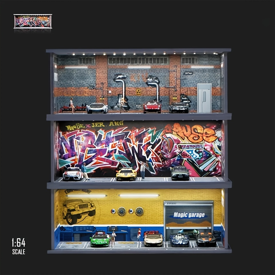 1 64 scale stereo parking garage car garage model display - Temu