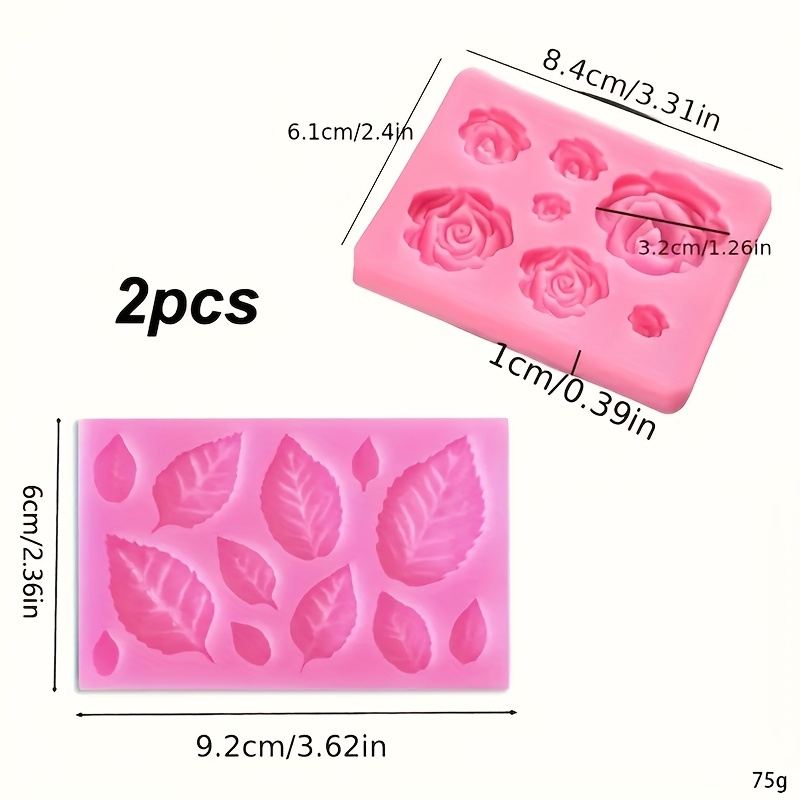 E-shop 2er-Set Valentinstag künstliche Rose Blatt rosa Silikonform, kreative Mini-7-Blütenblatt-3D-Blume, dekorativer handgemachter