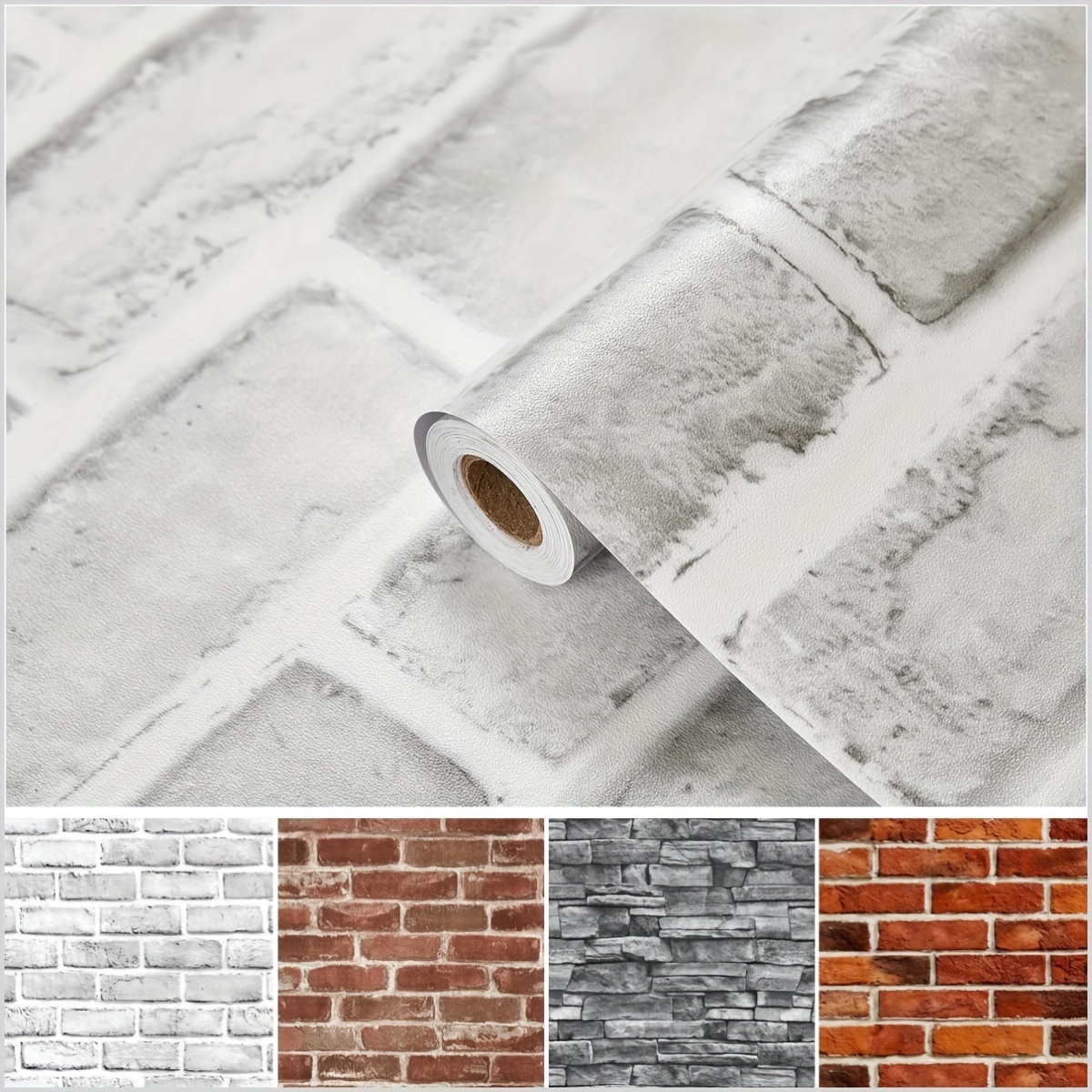 

Brick Wallpaper - Self-adhesive Vinyl In White, Gray, Red | Easy For Kitchen Backsplash & Living Room Decor