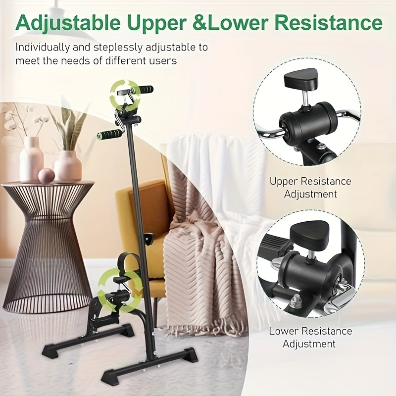 Adjustable Portable Rehabilitation Stepper with 1 Anti-Slip Mat, Desktop Pedal Exerciser, Indoor Trainer, Black Iron Frame, Foldable, No Charging or Battery Required, Ideal for Elderly Limb Training and Stroke Recovery