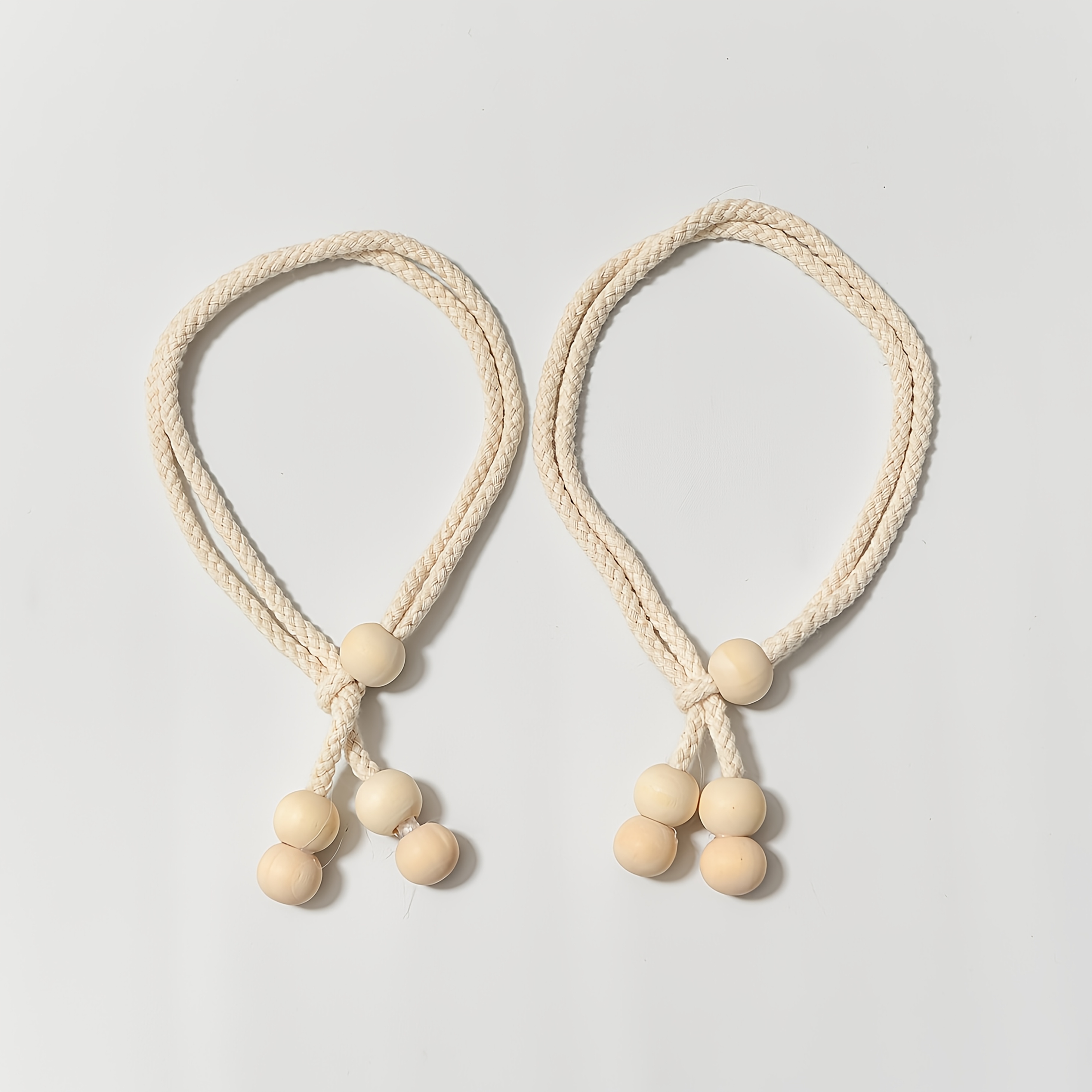 2-pack, Wooden Bead Curtain Tiebacks, Adjustable Tension, Simple And Elegant Sheer Curtain Storage Straps, Home Curtain Accessories, Indoor/outdoor Curtain Gatherers