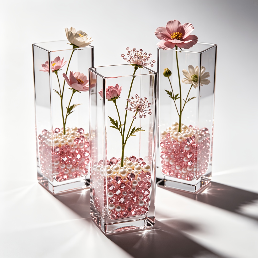 TEMU 2110pcs, Small Pearls Beads, Acrylic Pink Diamond Fake Gems Crystals, Vase Filler, Shiny Simulated Diamonds For Vase Filling Decorations, Candle