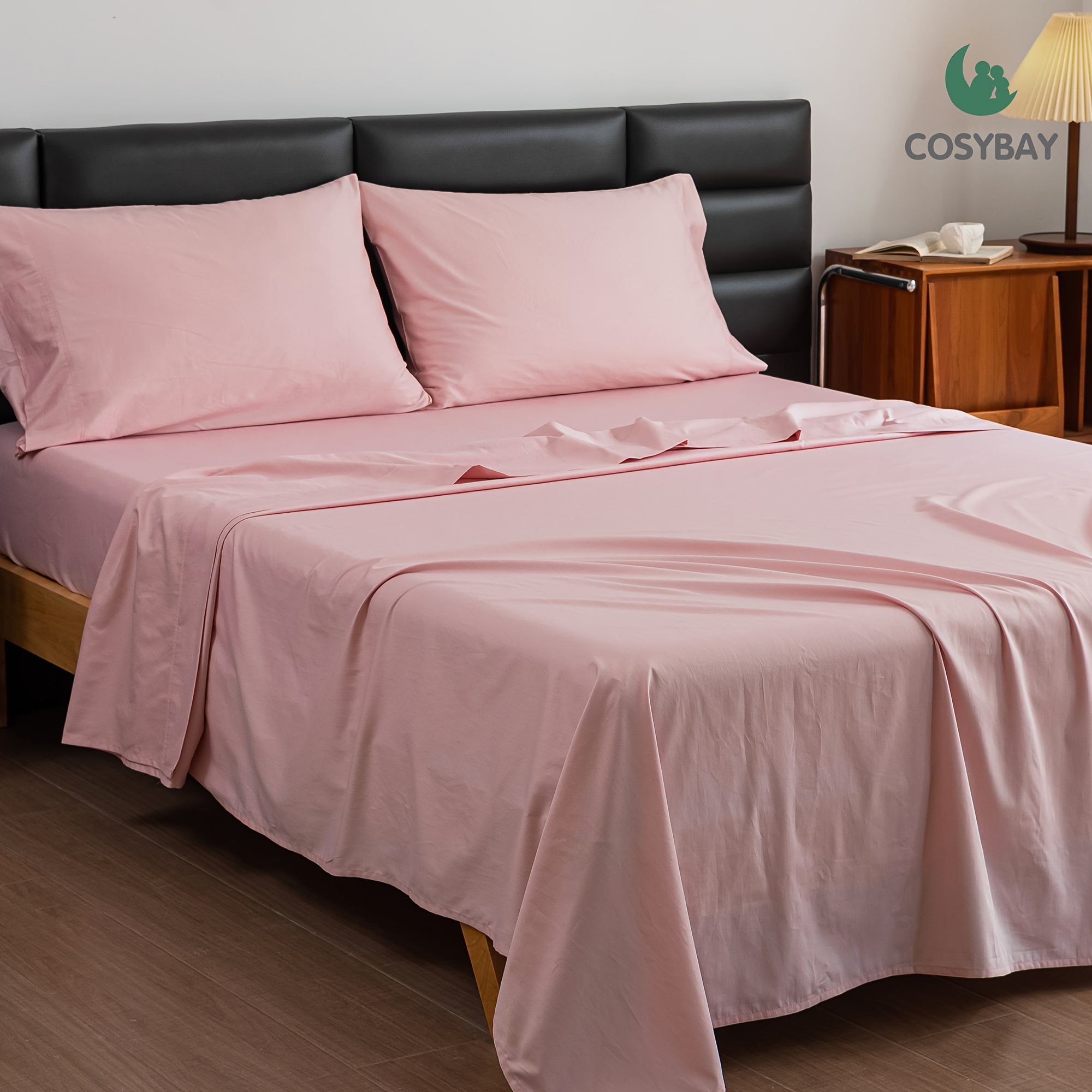 

Cosybay Collection Luxury Light Pink King Size 4 Piece Sheet Sets - Cooling & Breathable, Silky Soft, Wrinkle Free, Unfadable, Stain Resistant, 16 Inch Deep Pocket, Machine Washable