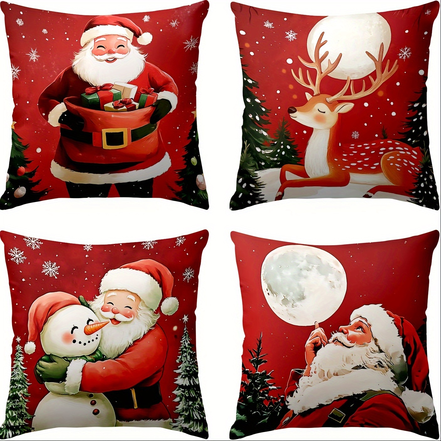 

4pcs Set Christmas 18x18 - & , Hypoallergenic Polyester, Zip , For Decor