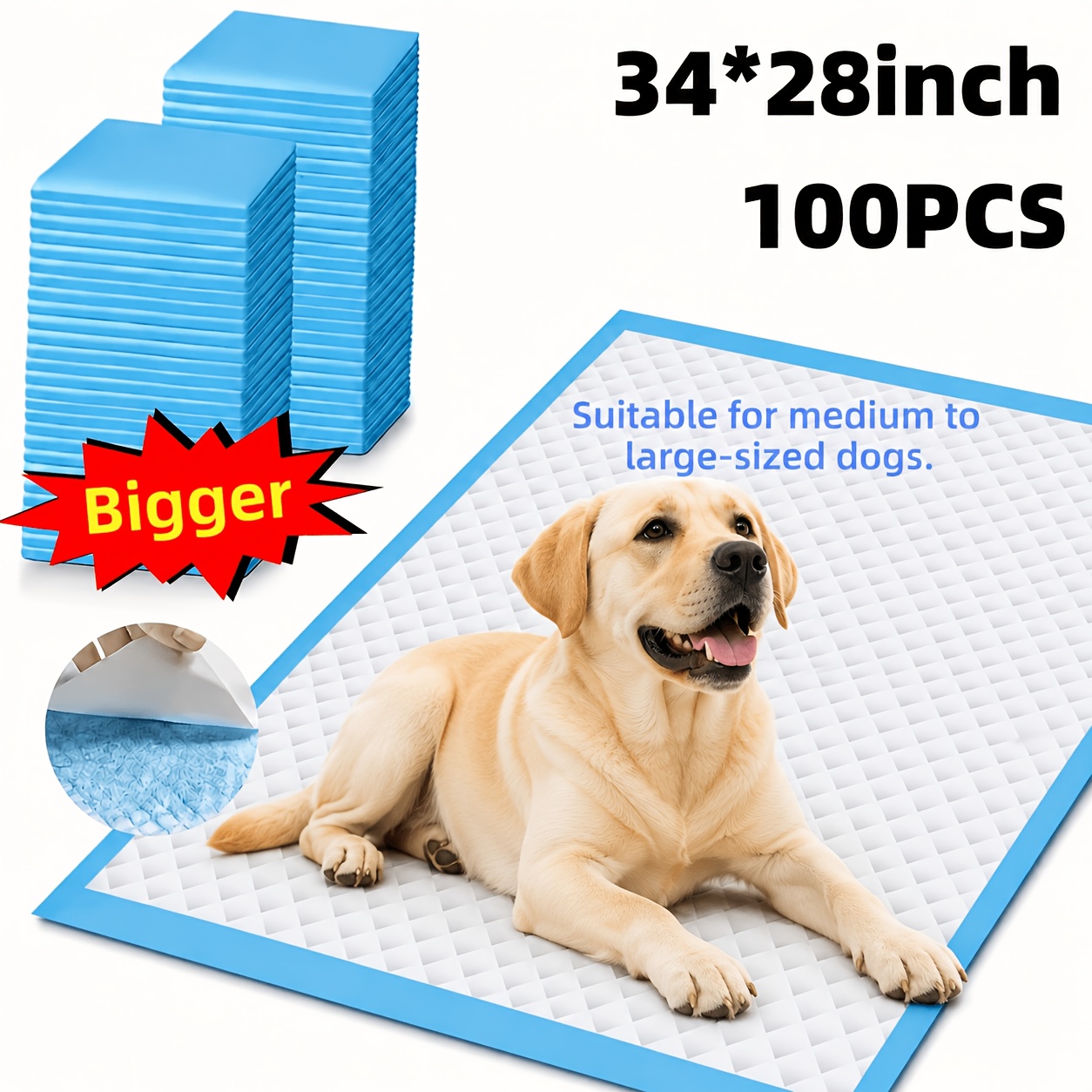 TEMU Xxxl/lthickened Urine Pad, Super Absorbent, Enlarged And Weighted Pet Urine Pad, Leakproof, Tear-resistant, Reduces Odor, And Is Suitable For