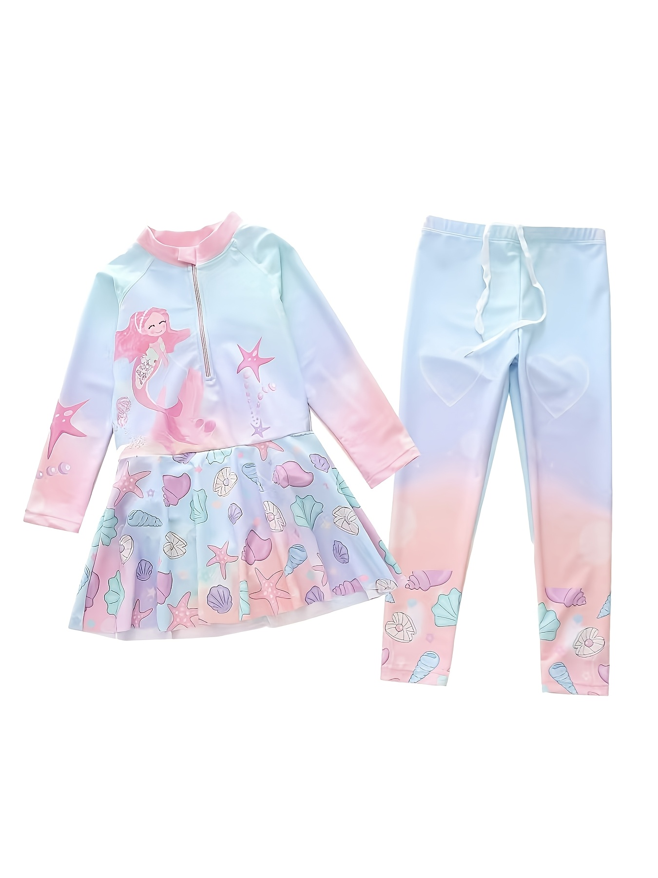 Girls' Modest Long-Sleeve One-Piece Swimsuit