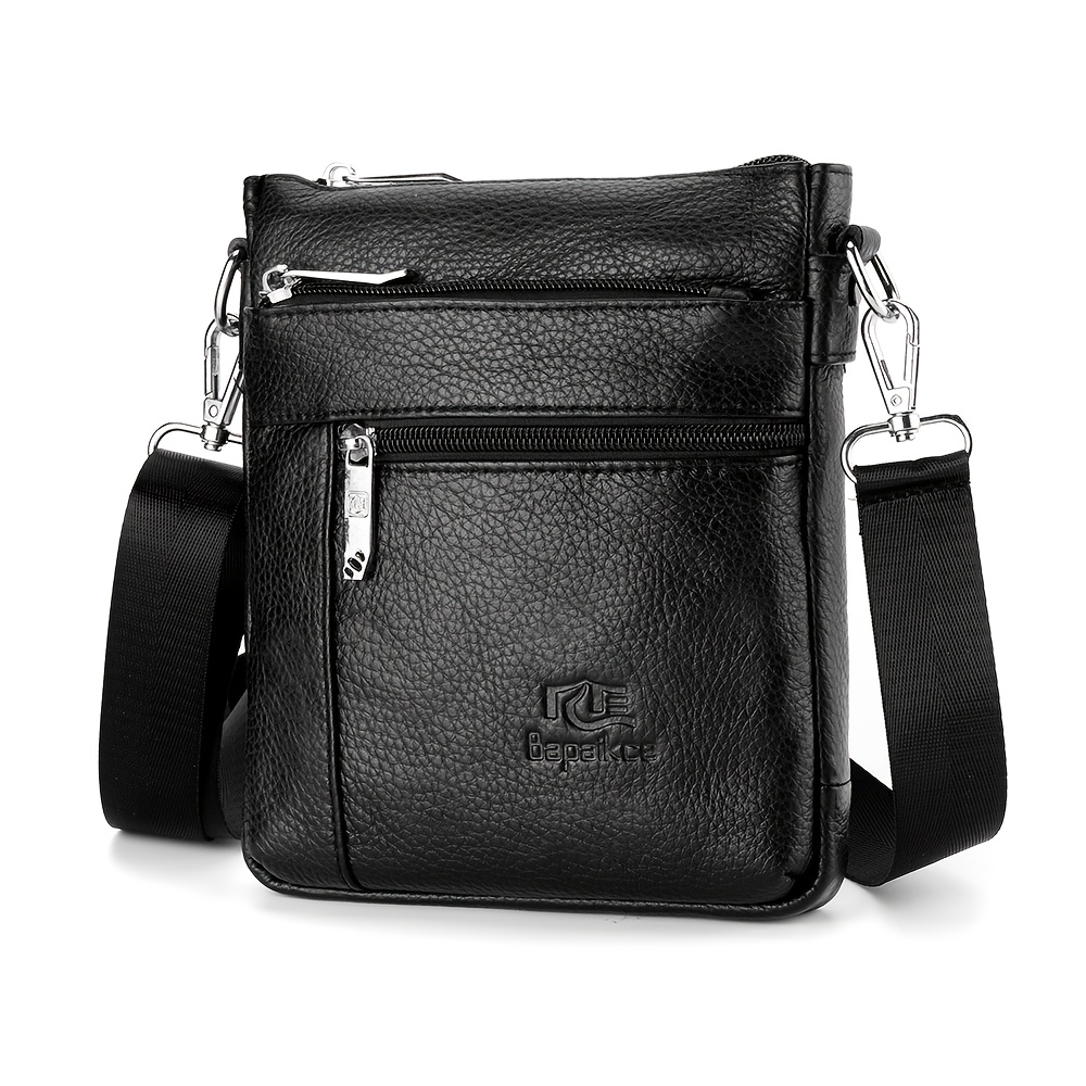 1pc Deabolar Men's Leather Slant Crossbody Briefcase - Adjustable Strap, Organizational Wallet Suitable For , Travel, School - Leather For Professionals
