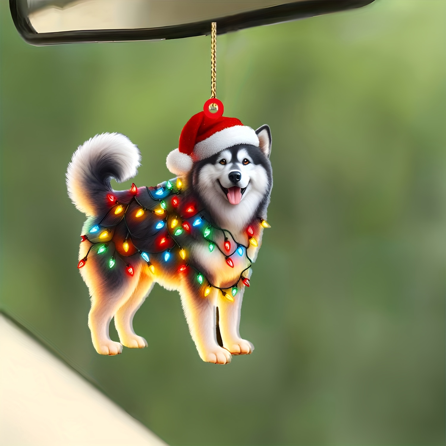 

2d Acrylic Flat Husky Christmas Decorations - Mirror Decoration, Add A Gift To Your Car, Perfect Gift For Christmas And New Year - No Batteries Required - Hung