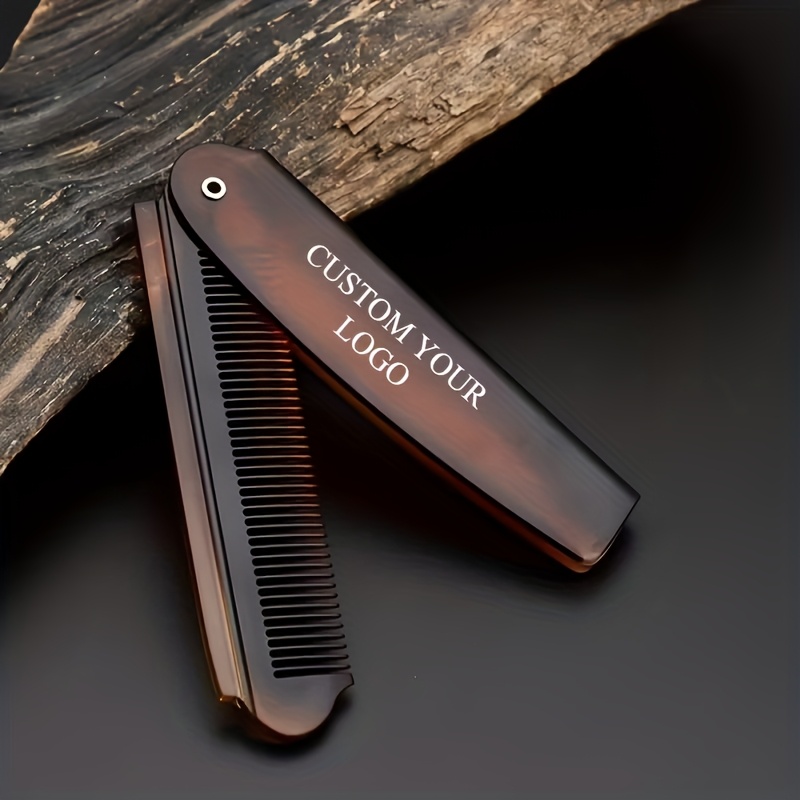 E-shop [Benutzerdefiniert] . Lasergravierte Haarkamm mit individuellem Design - Personalisiertes Logo/Text, Kompakte tragbare Taschenkamm für Bart und