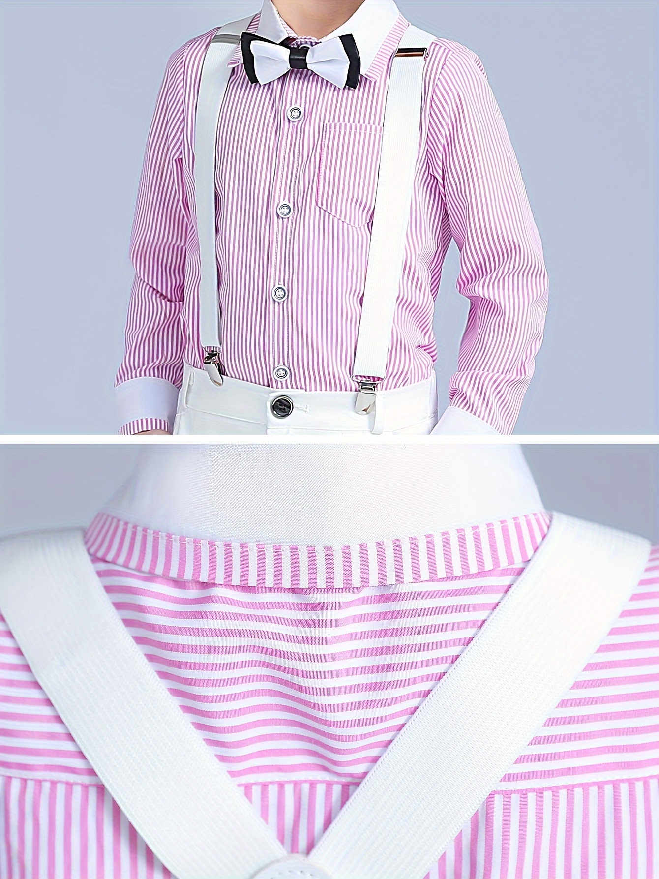 conjunto larga niños camisa corbatín rayas pantalones Temu