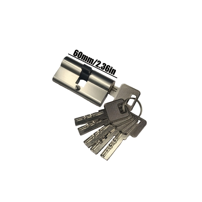 TEMU 1 pièce Cylindre de serrure de porte intérieure de 16,8 mm européenne - Coque en aluminium avec noyau en cuivre, inclut 6 clés, convient pour