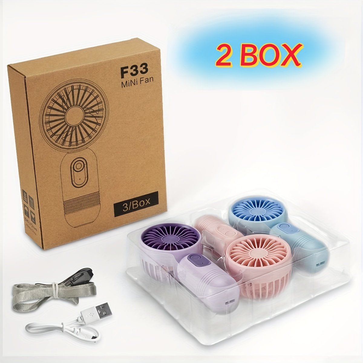 TEMU 3pcs/6pcs Portable Mini Fan Handheld Personal Small Fan With 3-speed For Travel, Rechargeable Portable Fan, Long-lasting Rechargeable Fan,