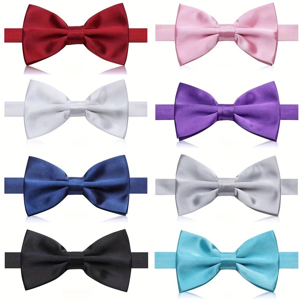 

8-piece Solid Color Bow Tie Set, Black, Red, Blue, Purple, White, Suitable For Activities, Weddings, Valentine's Day, Father's Day, , Various Holiday Gifts, , Father's Day Gift