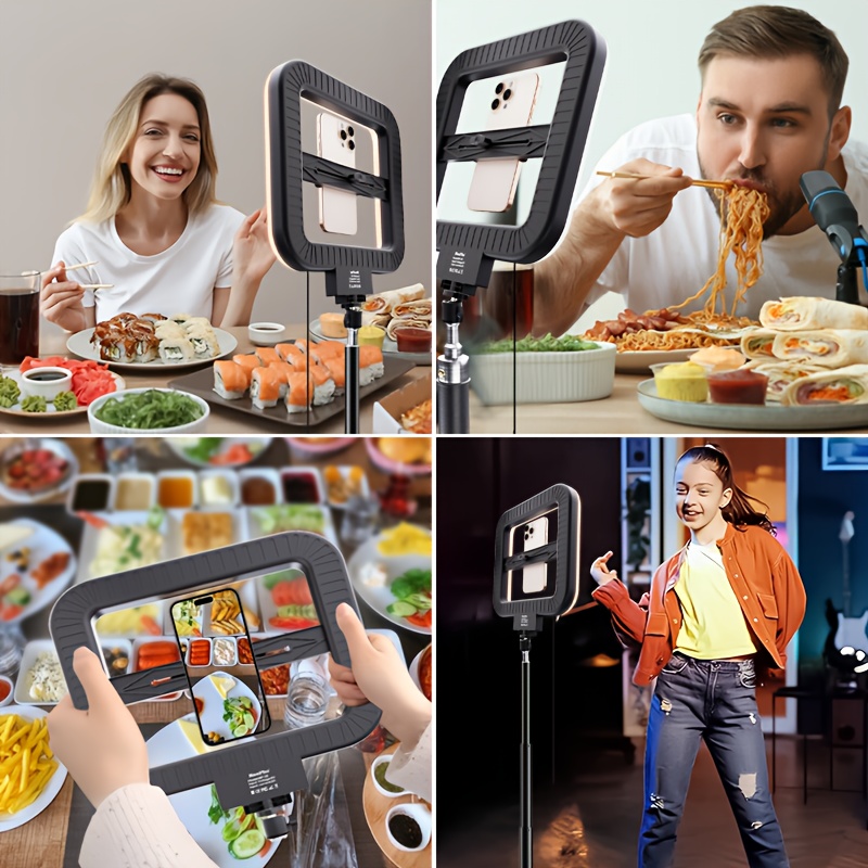 [Adjustable] LED studio fill light, mobile phone fill light, can be used handheld or installed on a base (excluding the base), with 3 adjustable color temperatures, USB power supply, suitable for selfies, makeup, video recording, and live streaming